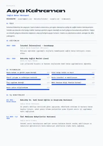 Sağlık Çalışanı Cv Örnekleri cv indir